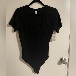 Black ribbed bodysuit